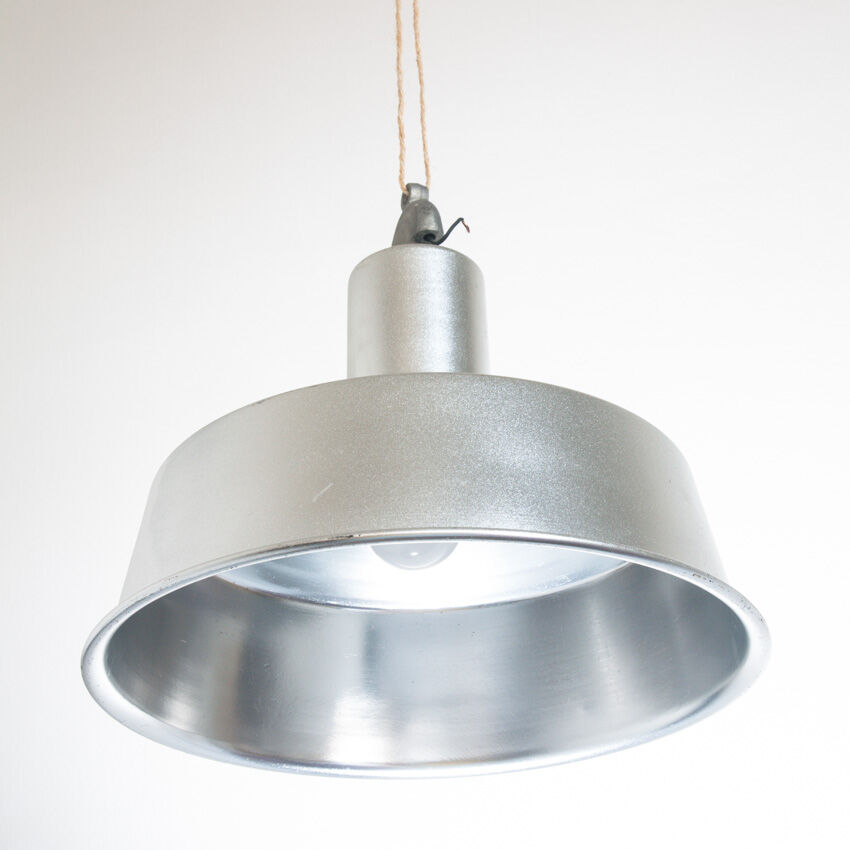 Vintage ceiling lamp industrial style aluminum. Spain 1970.
