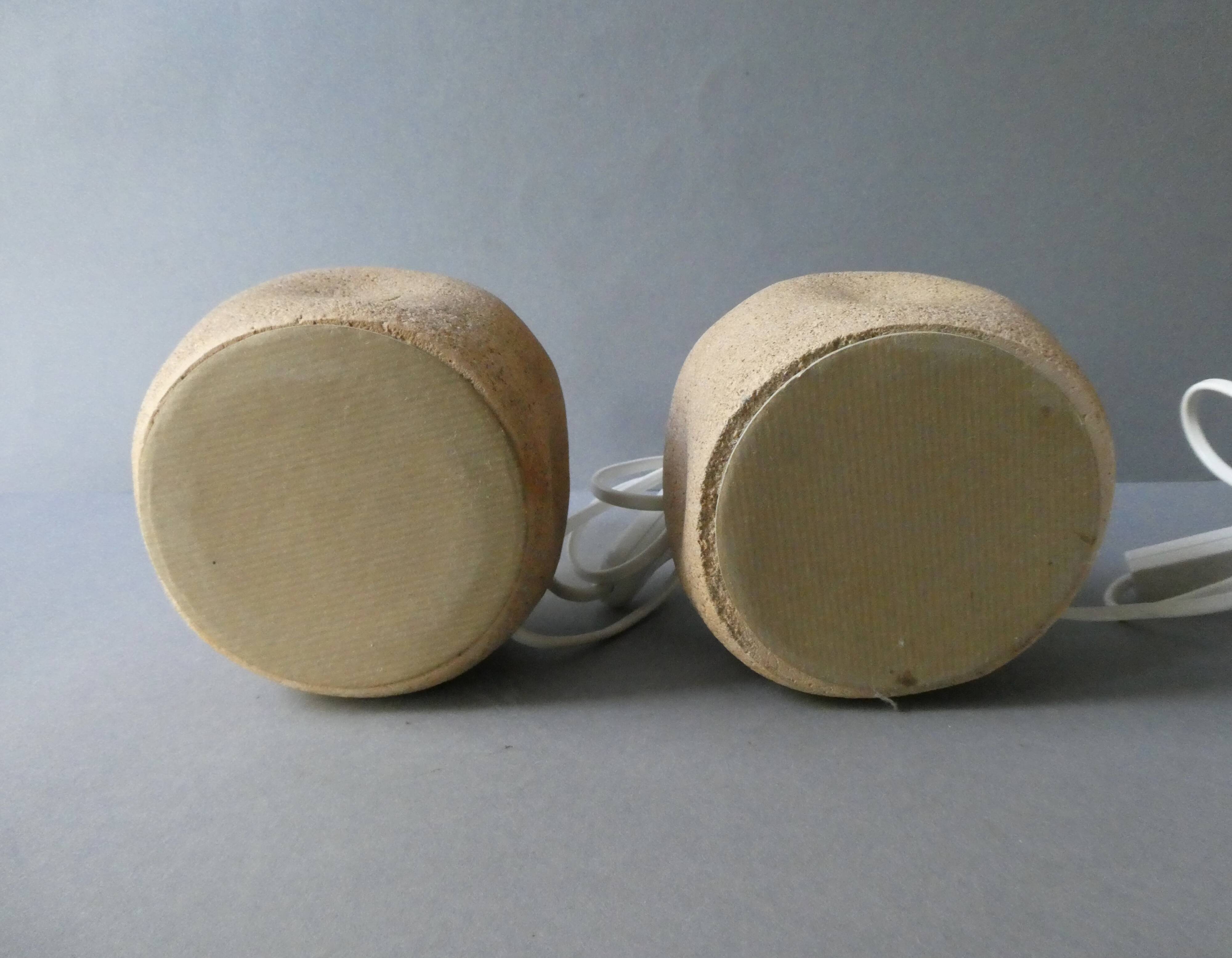 Pair of stone lamps with flower shades, 1970