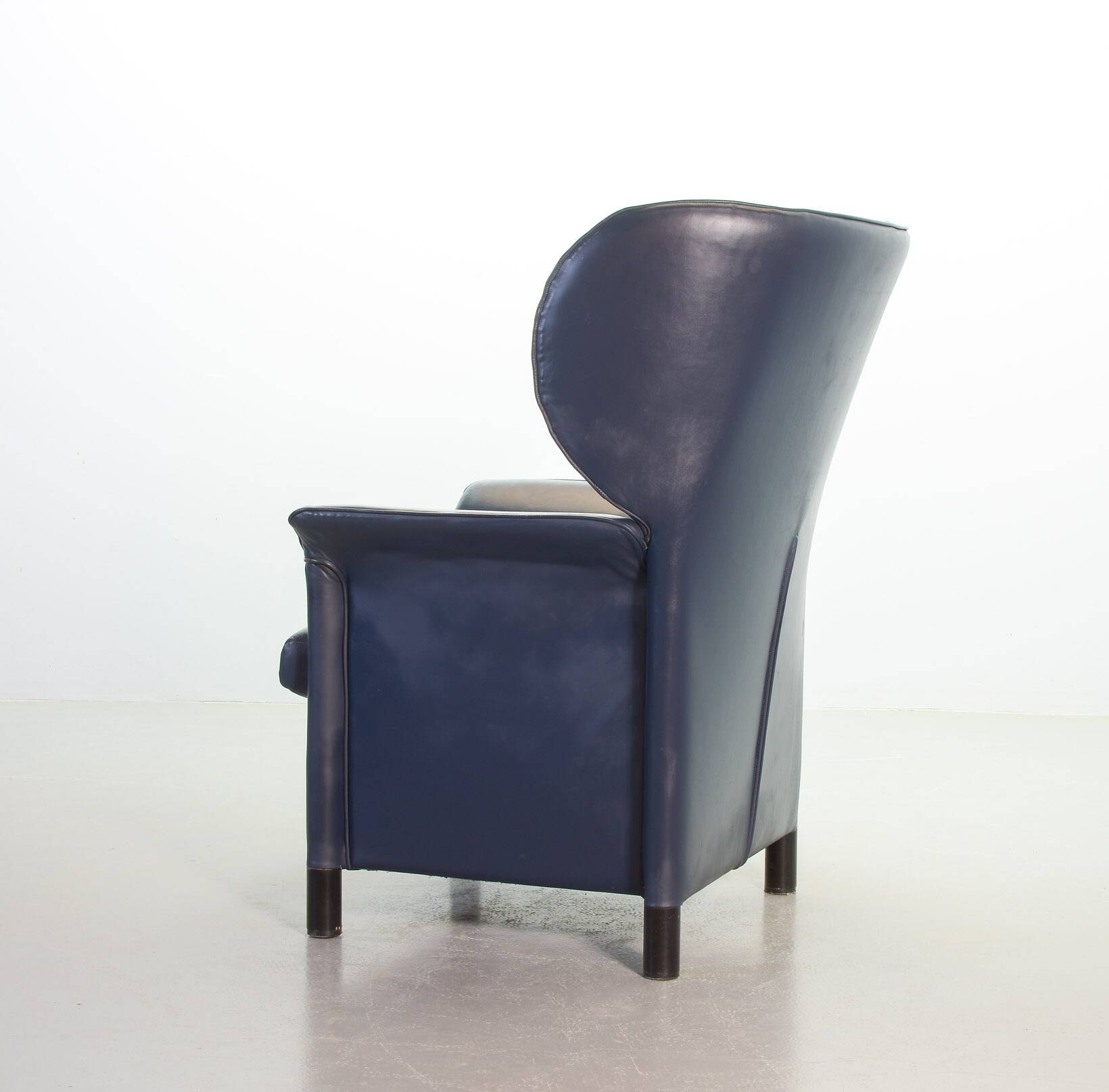 Wittmann Petrol Soft Leather Wing Chair Designed Model Aura  by Paolo Piva