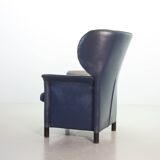 Wittmann Petrol Soft Leather Wing Chair Designed Model Aura  by Paolo Piva