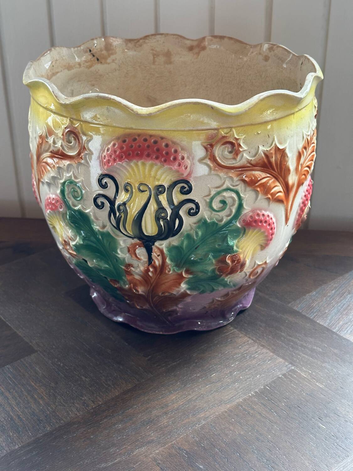 Earthenware cache-pot from the early 20th century.