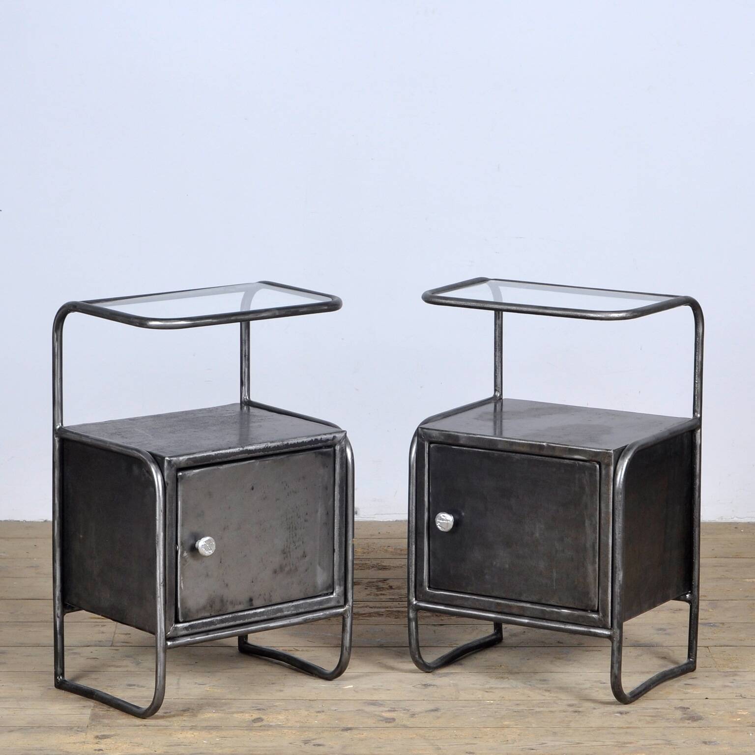 2 iron bedside tables, 1950s