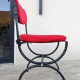 Glass and metal table with 8 chairs