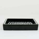 Black and white ceramic plate Domino by Stig Lindberg, ashtray, Gustavsberg, 1950s