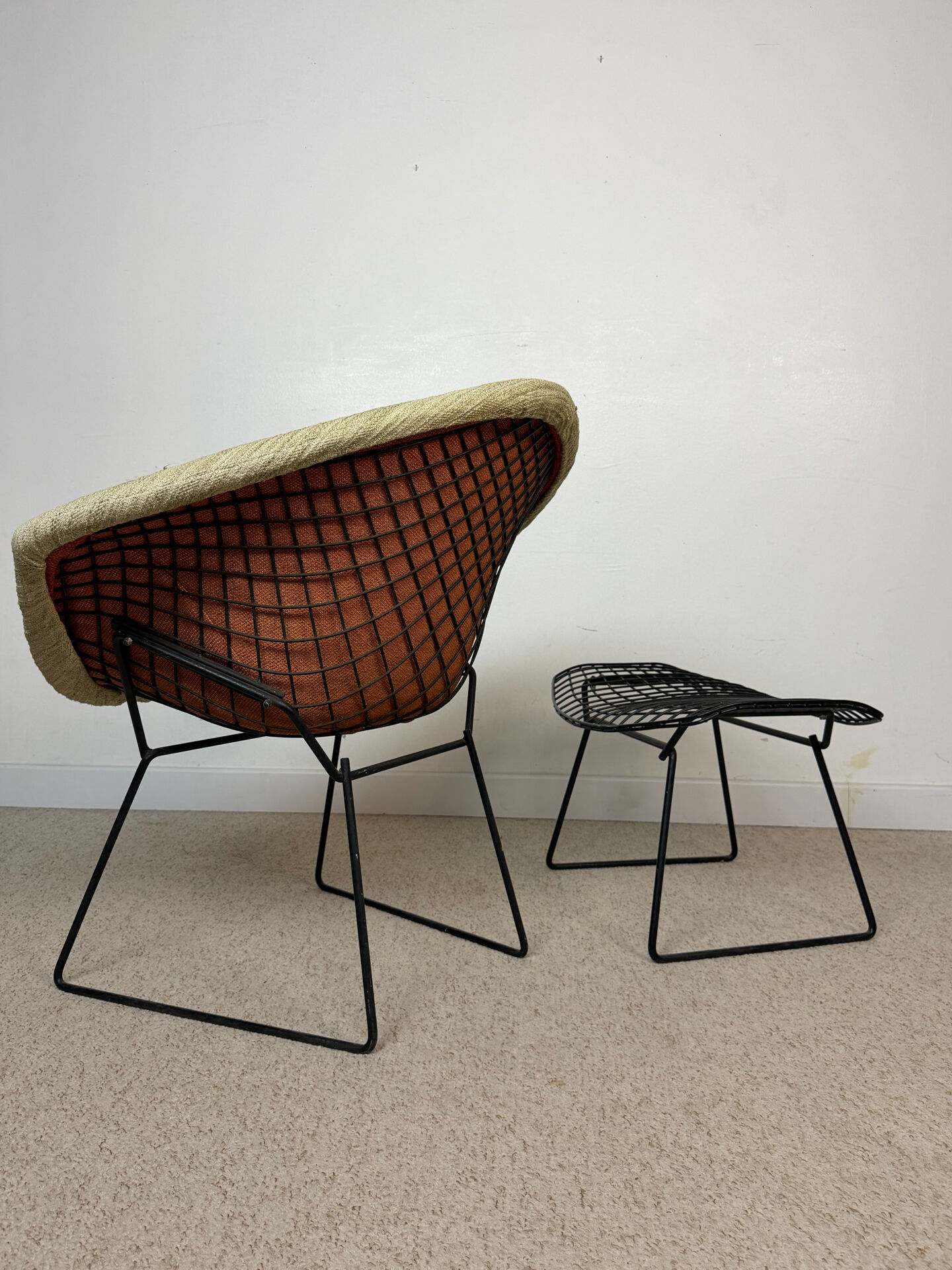 Diamond chair & ottoman by Harry Bertoia for Knoll