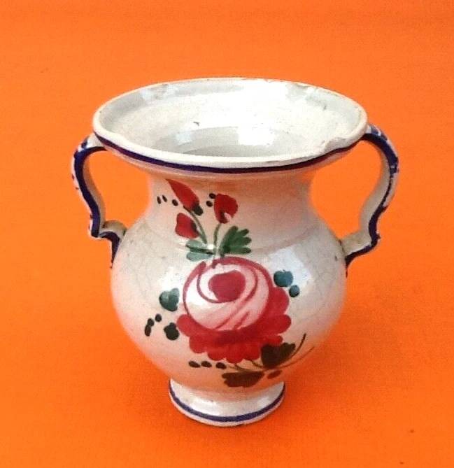 1950s Small baluster-shaped Italian ceramic vase with floral decoration