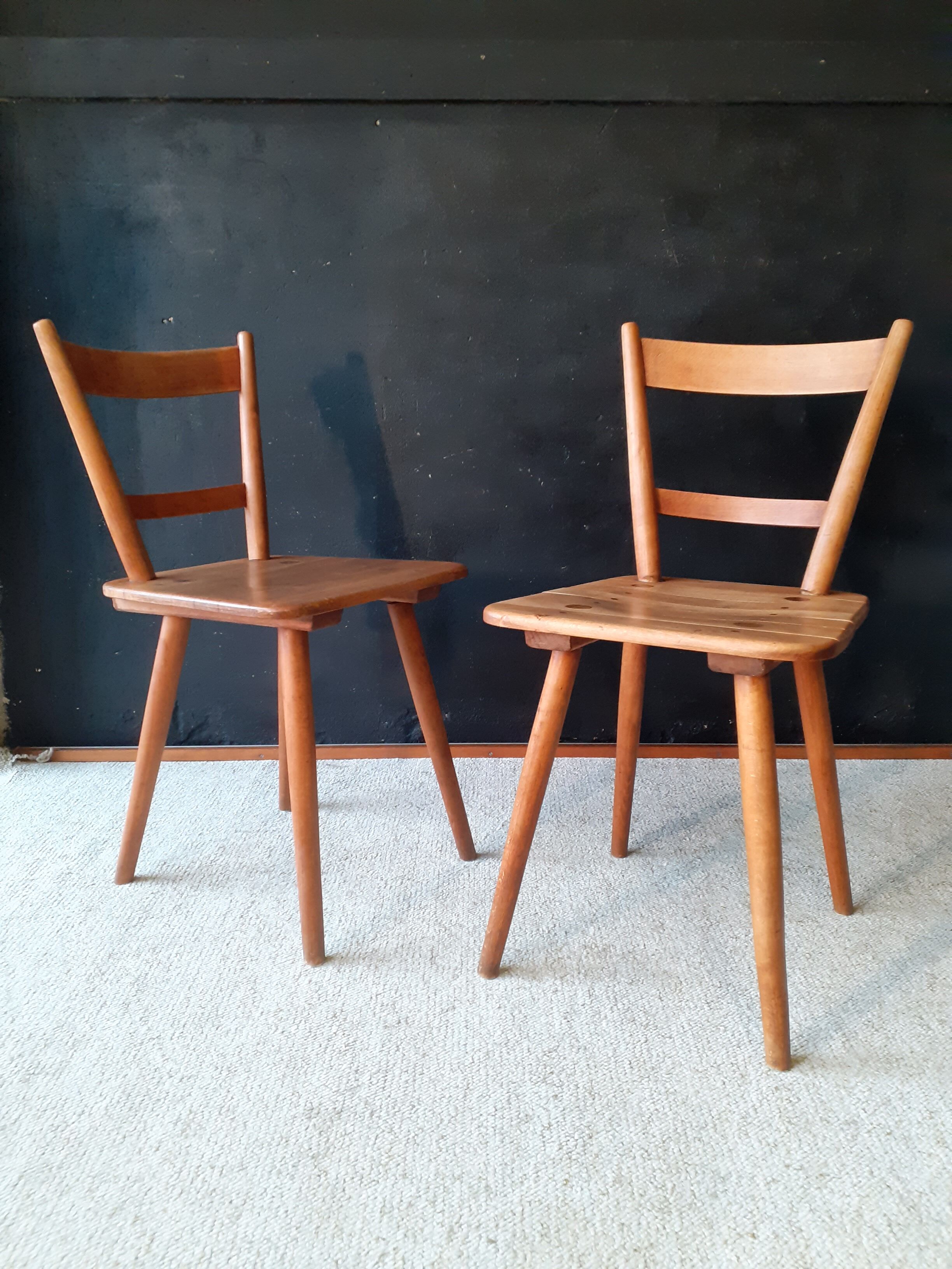 Pair of vintage all-wood chairs by Adolf Schneck for Schaffer, Germany 1947