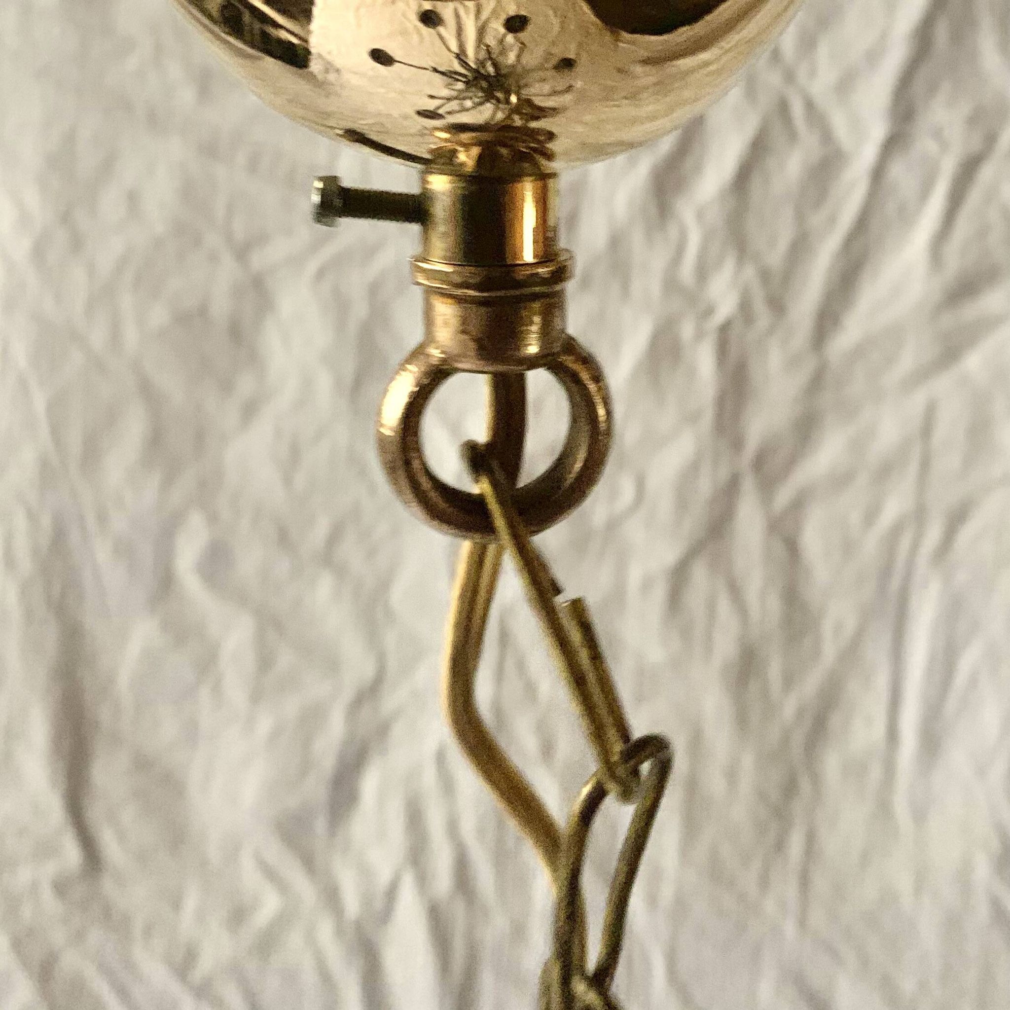 Lustre 6 feux vintage en métal noir et laiton
