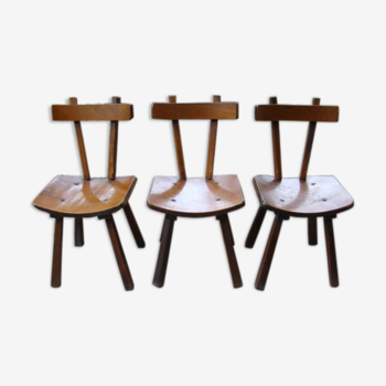 Lot de trois chaises brutaliste anciennes