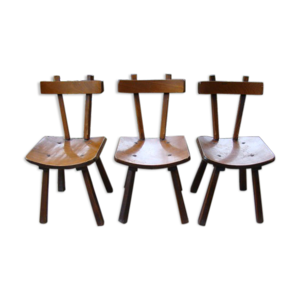 Lot de trois chaises brutaliste