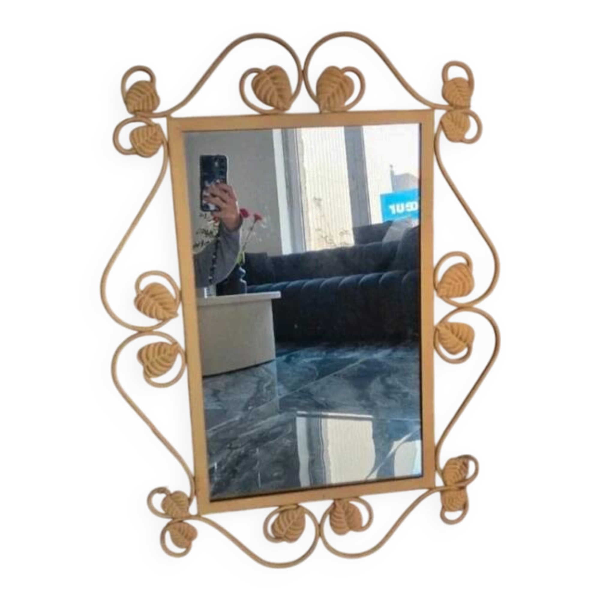 Miroir vintage artdeco fer forgé