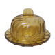 Bell and smoked yellow glass dish