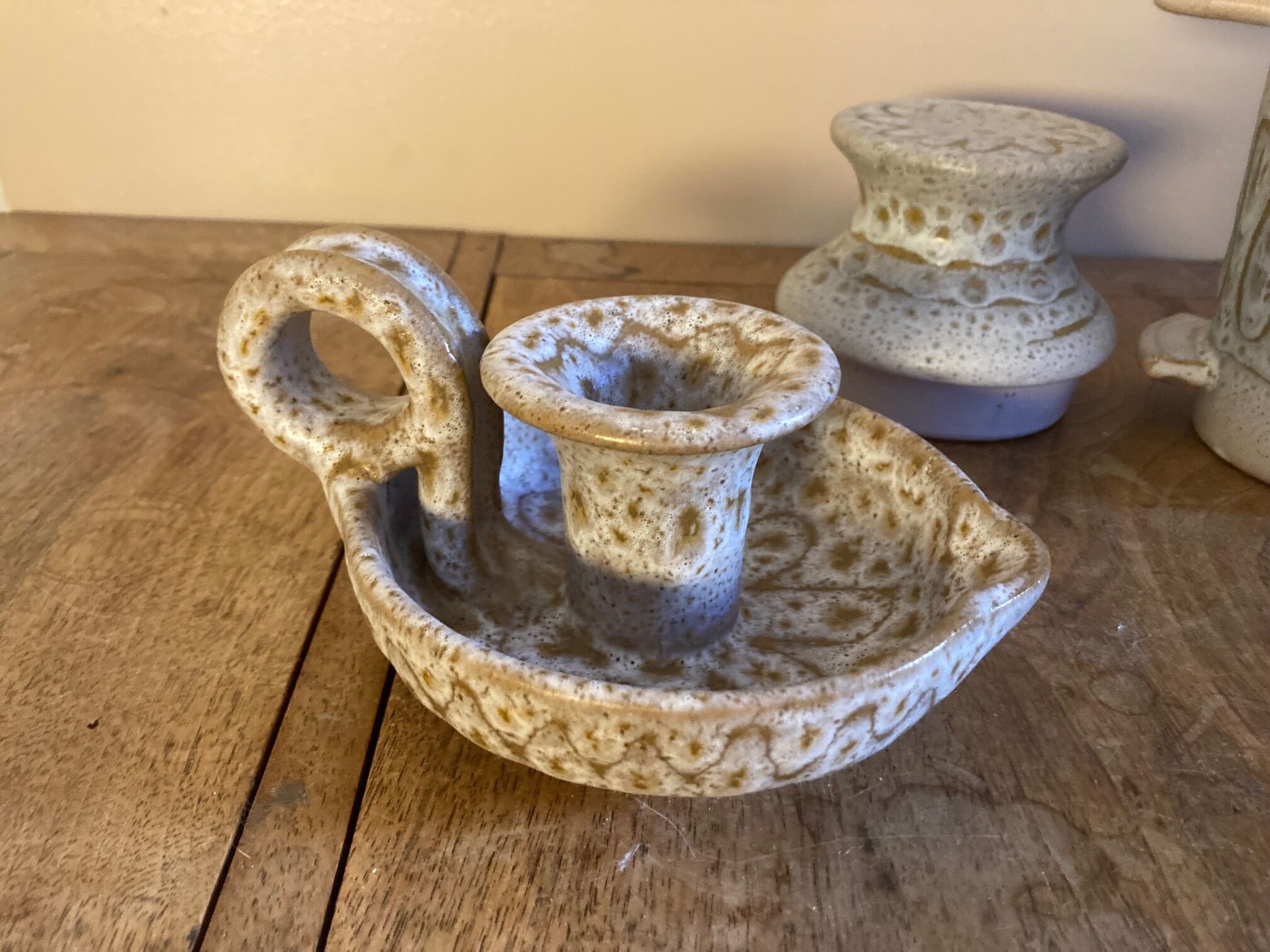 Ceramic Candle holder and Vase Set - Jean Austruy 50s-60s handmade