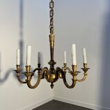 Important six-light chandelier in chiselled gilded bronze, Empire, 19th century