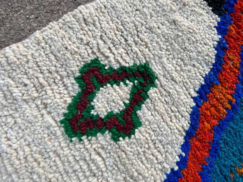 Moroccan blue rug personalized Beni Ourain colorful 250/150cm