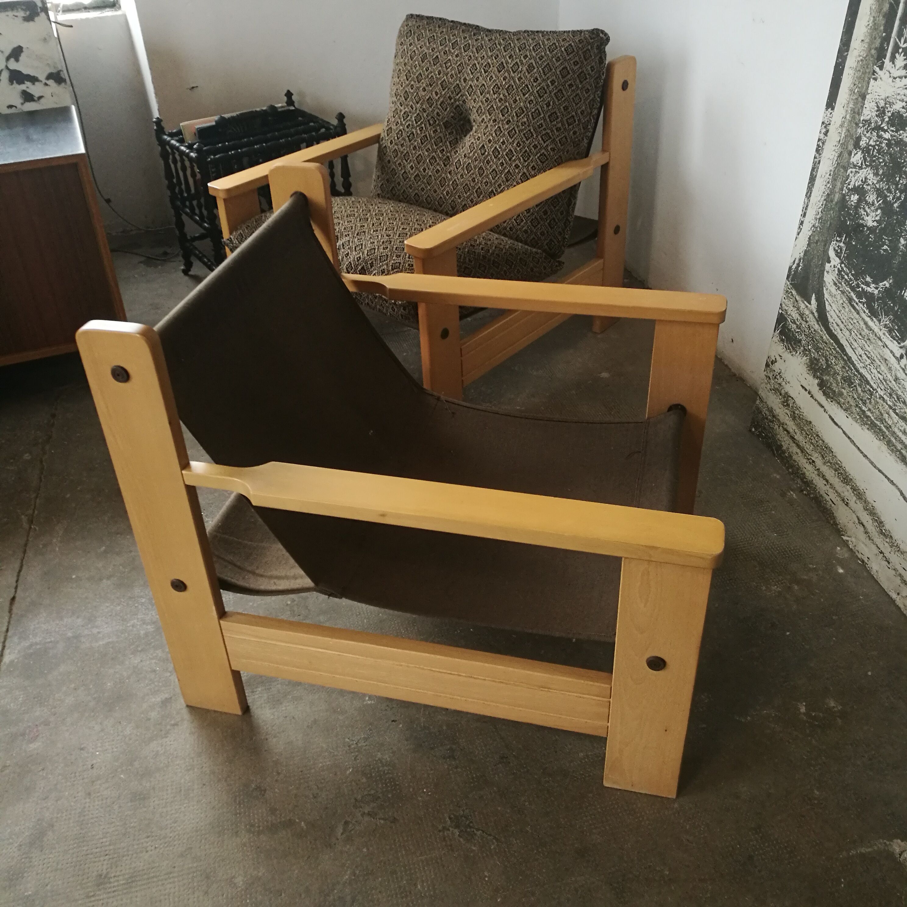 Paire de fauteuils vintage en bois