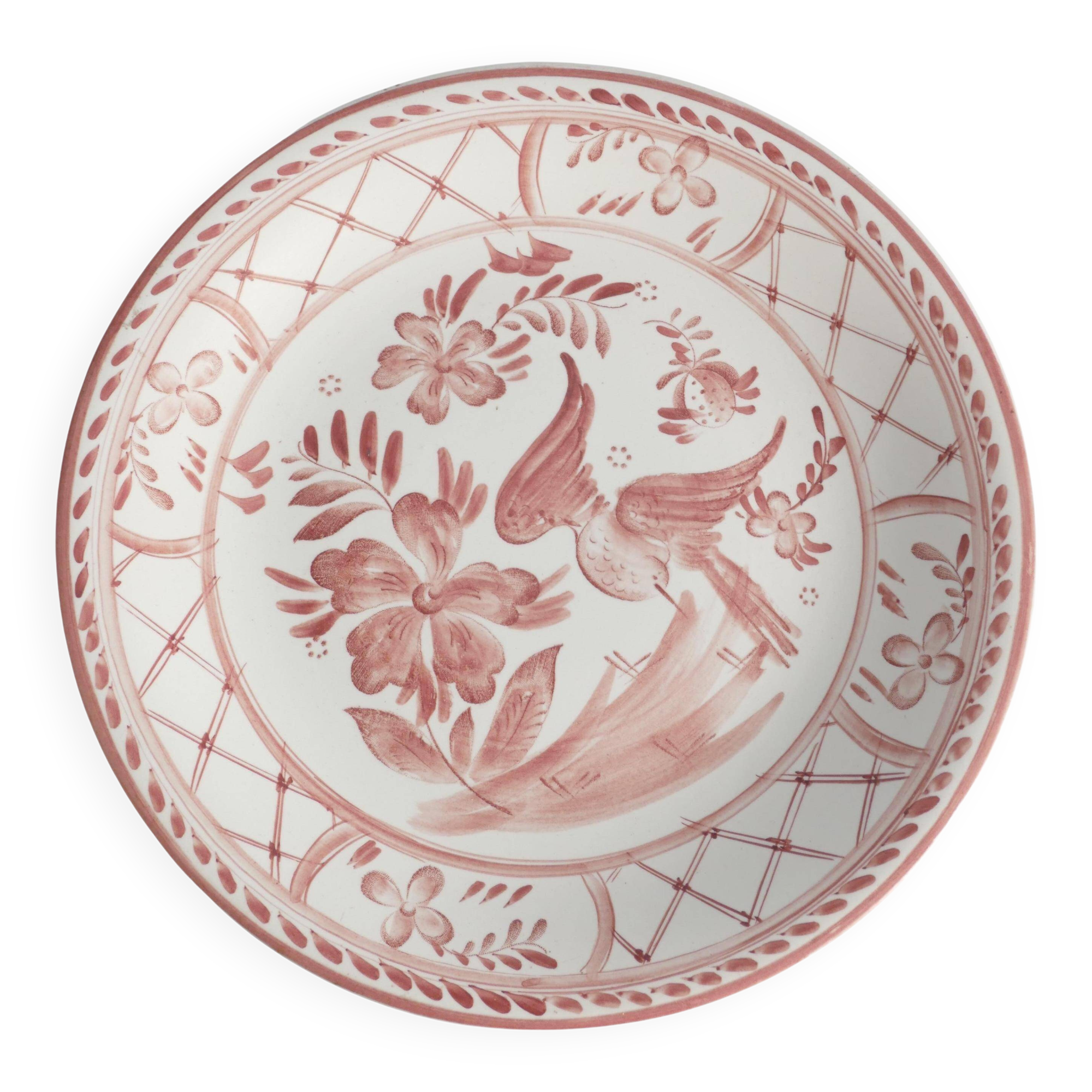 Plat en art populaire avec motif floral rouge par Ilse Claesson pour Rörstrand, Suède 1930