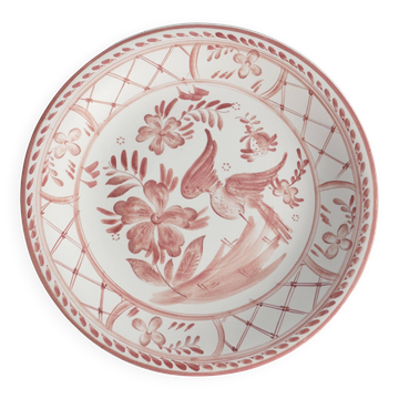 Plat en art populaire avec motif floral rouge par Ilse Claesson pour Rörstrand, Suède 1930