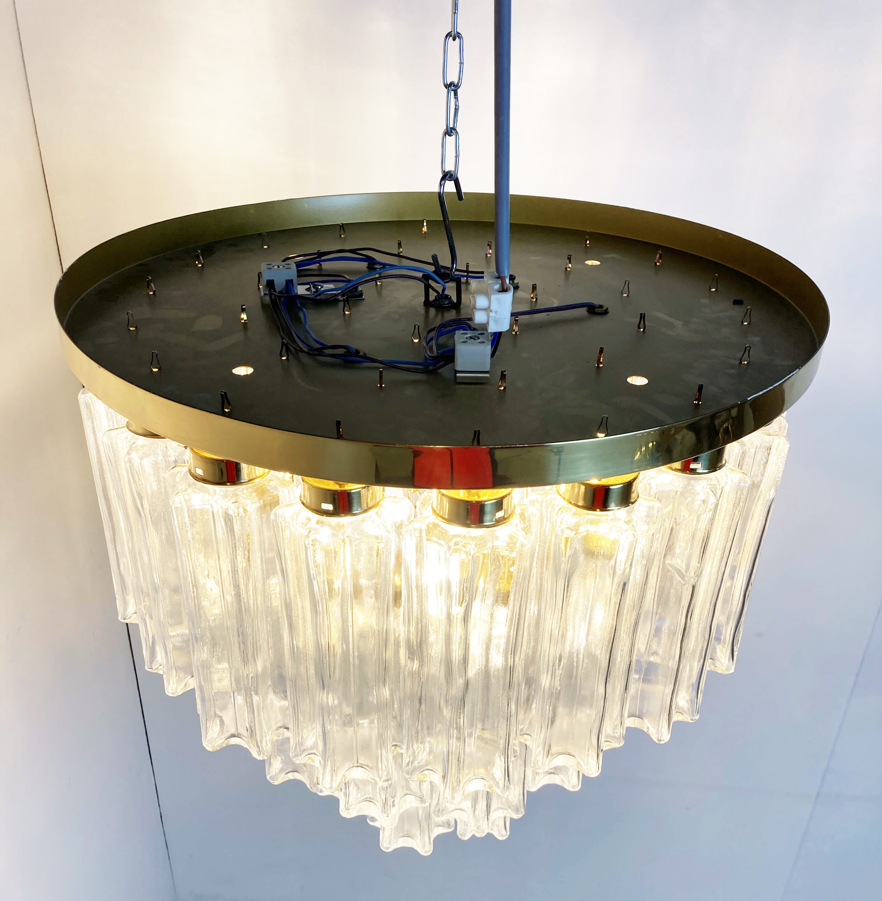 Flush mount chandelier by Glashutte Limburg, 1970s