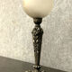 Lampe époque Art Déco en bronze argenté et opaline vers 1850