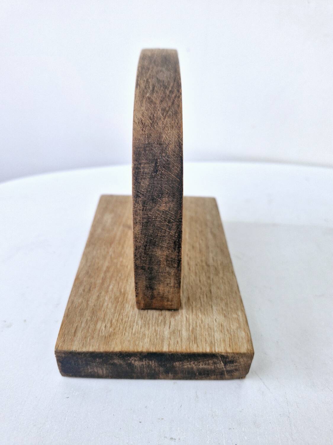 Old wooden bookends with pyrography flower decoration signed 1940s Art Deco