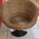 Vintage rattan half-sphere swivel ball chair