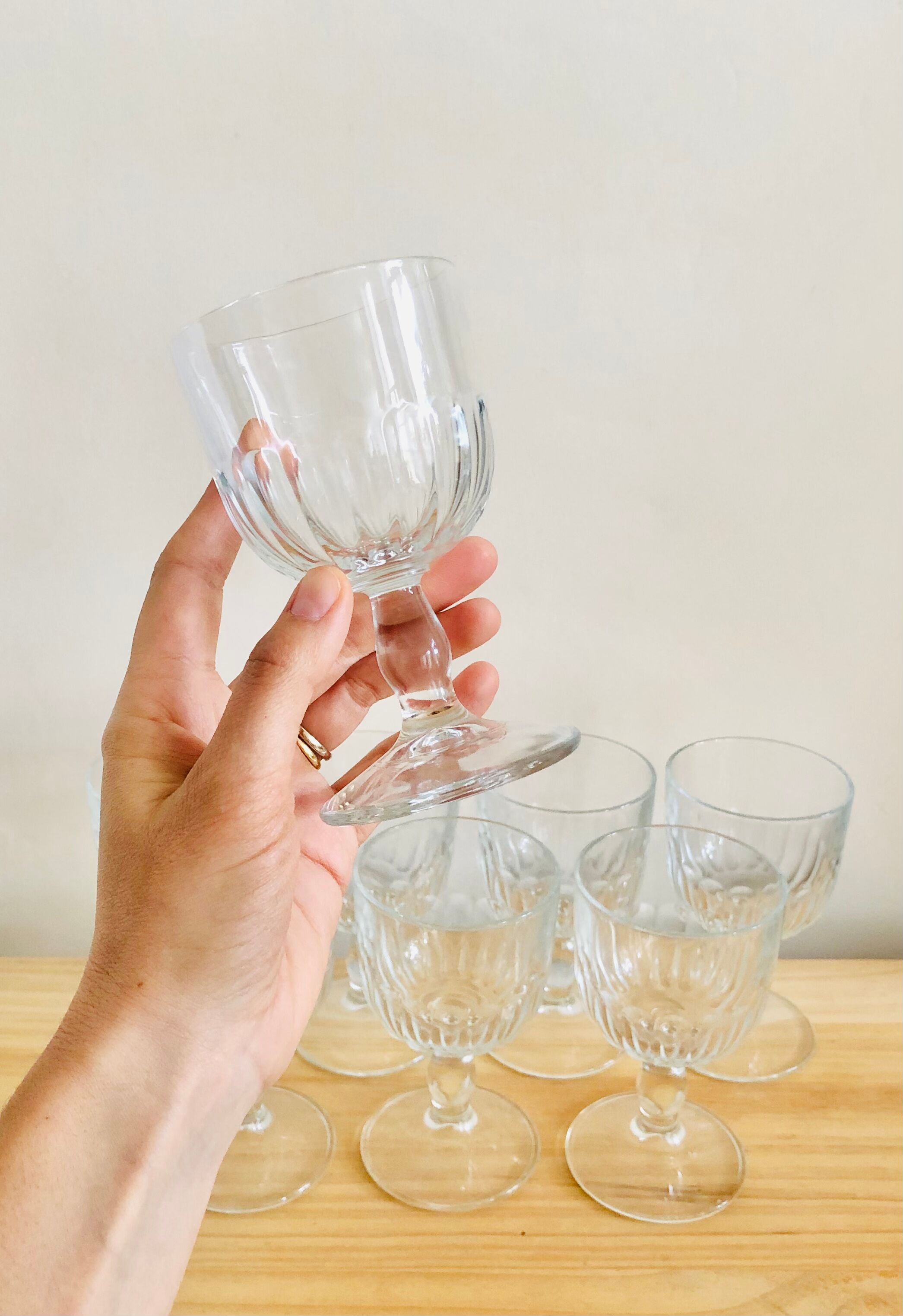 Set of 8 vintage walking glasses Bormioli, Italy