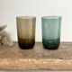 6 vintage coloured glasses