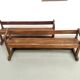 Pair of communal benches in solid oak, 1950s.