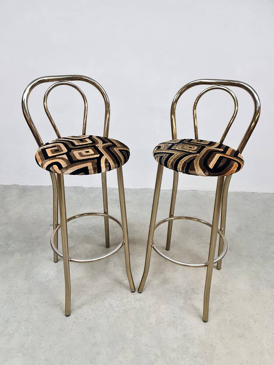 Midcentury vintage brass golden barstools 'eclectic'