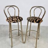 Tabourets de bar vintage en laiton doré du milieu du siècle « éclectiques »