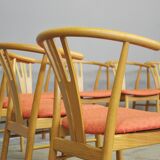 Set of 11 modern curved wood oak chairs