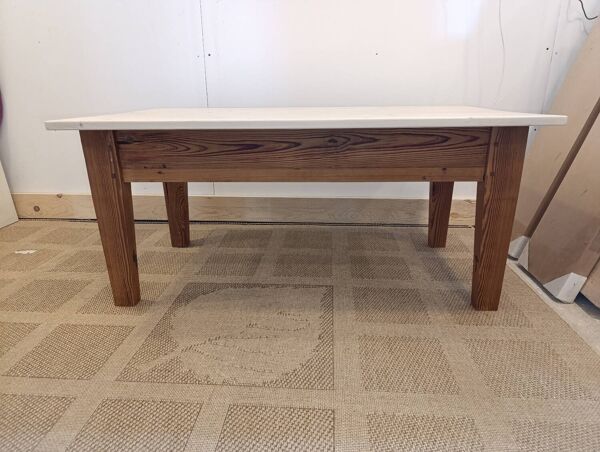 Table basse style ferme, piètement en Pitchpin