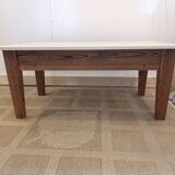 Farmhouse style coffee table, pitch pine base