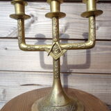 Masonic chandelier with 3 branches in bronze