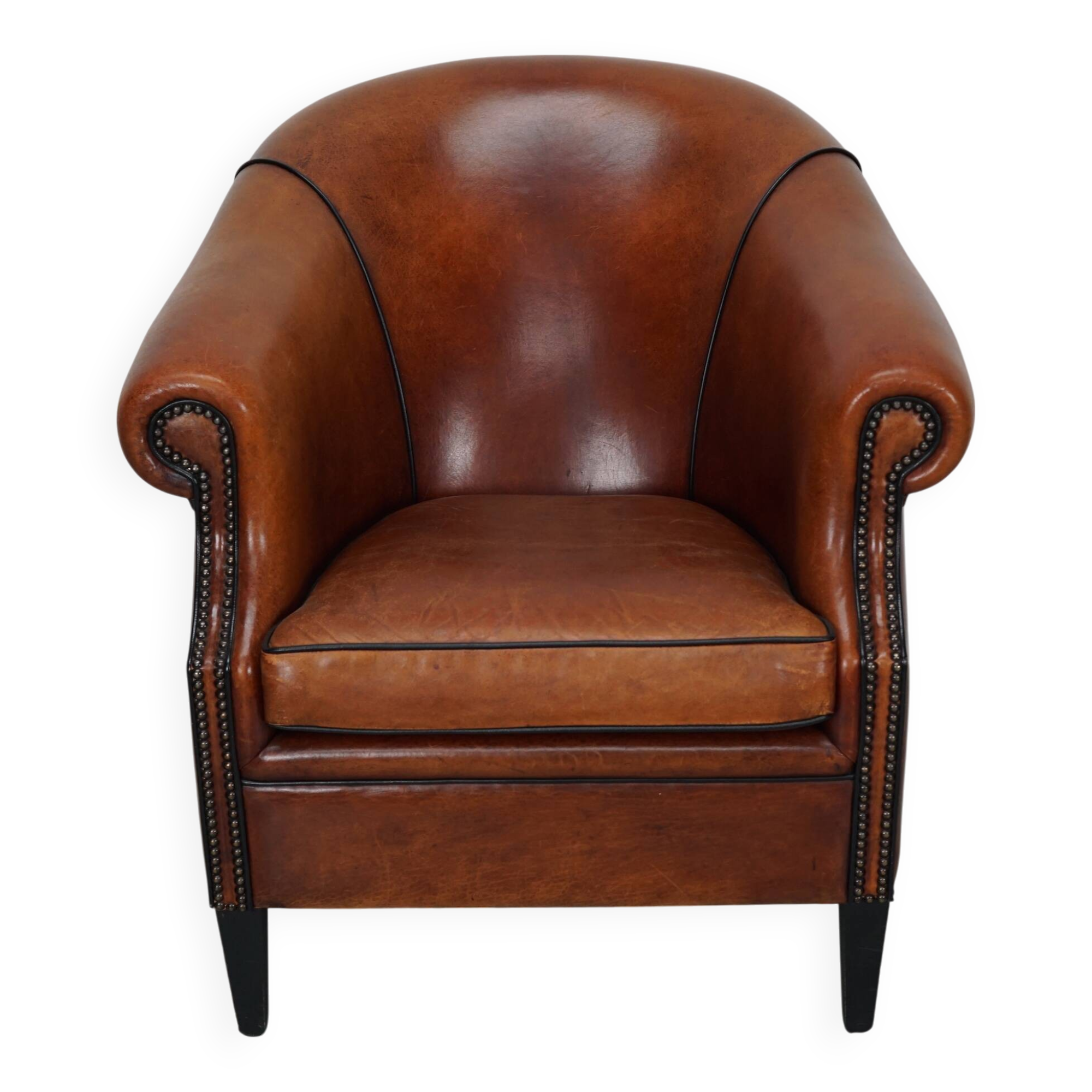 Vintage Dutch Cognac Colored Leather Club Chair