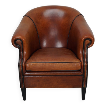 Vintage Dutch Cognac Colored Leather Club Chair
