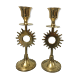 Pair of sun candle holders