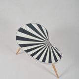 Kidney-shaped vintage side table with handmade ray pattern, 1960s