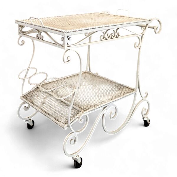 Desserte ou table roulante en fer forgé