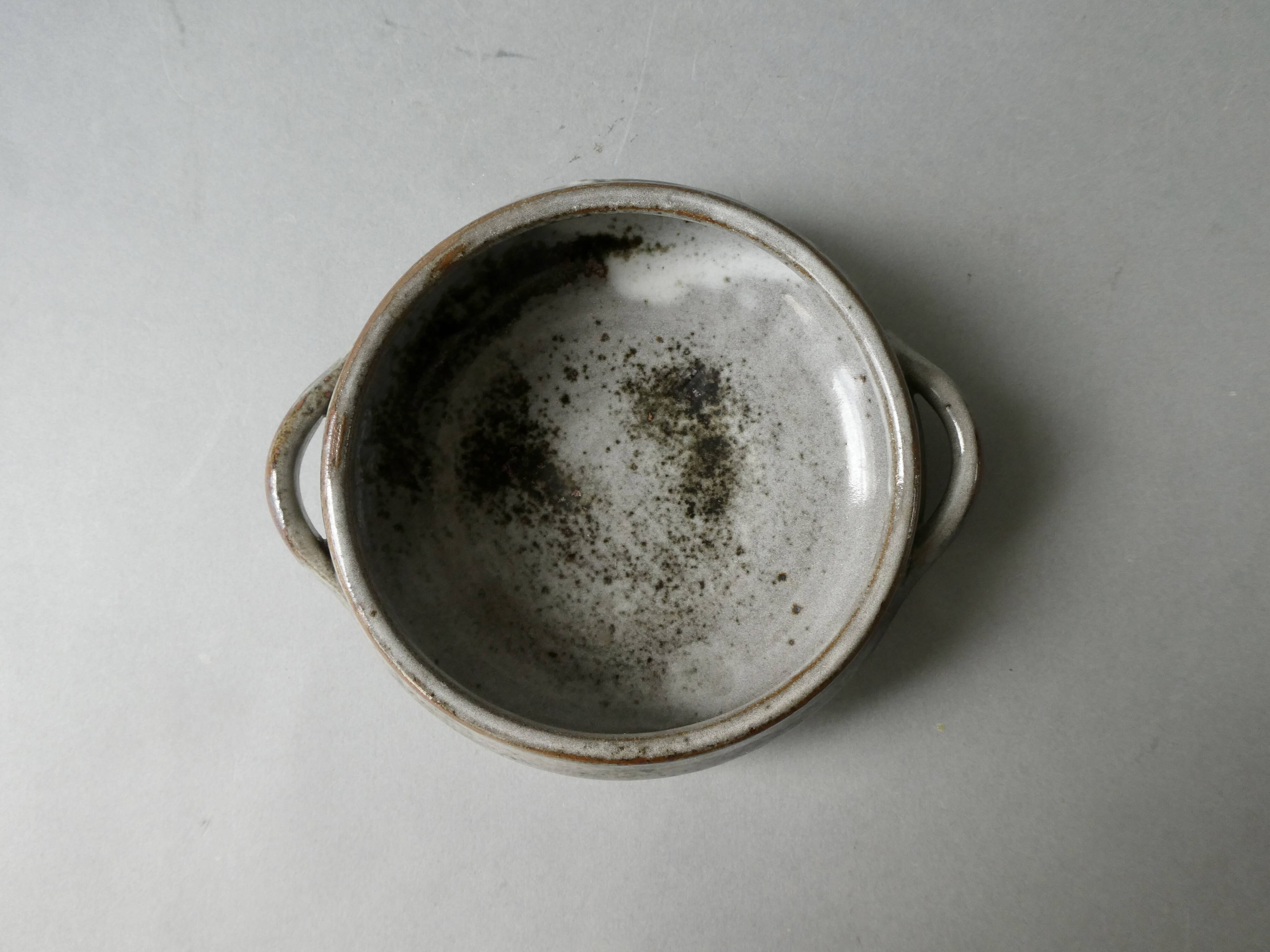 2 enameled stoneware bowls signed Chantal and Thierry Robert