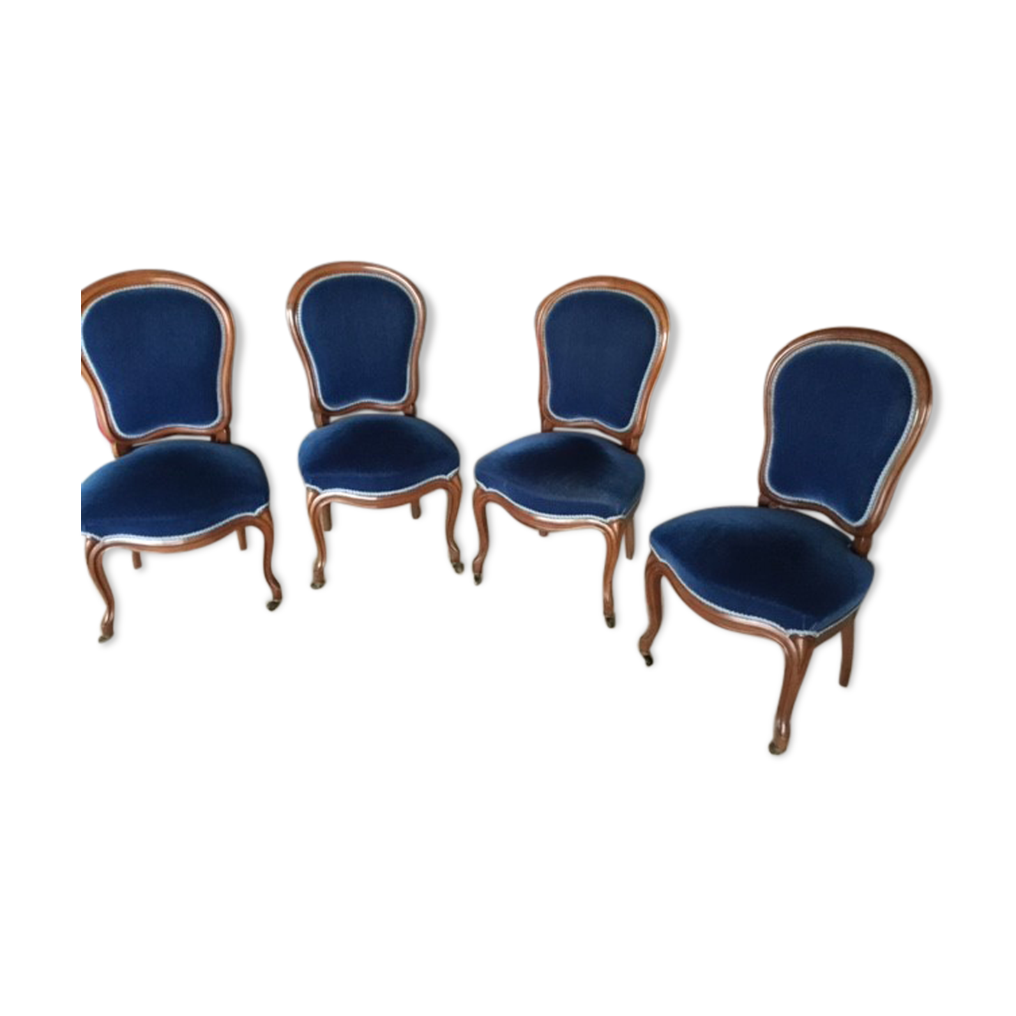 Blue wood/velvet chairs
