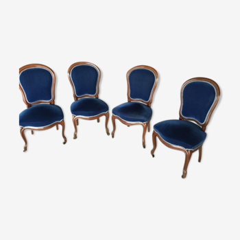 Blue wood/velvet chairs