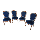 Blue wood/velvet chairs