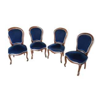 Blue wood/velvet chairs