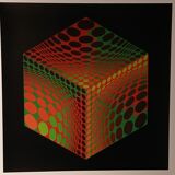 Plate by Victor Vasarely – "Universal Structure of the Hexagon" – Op A