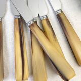 Set of 6 vintage horn table knives