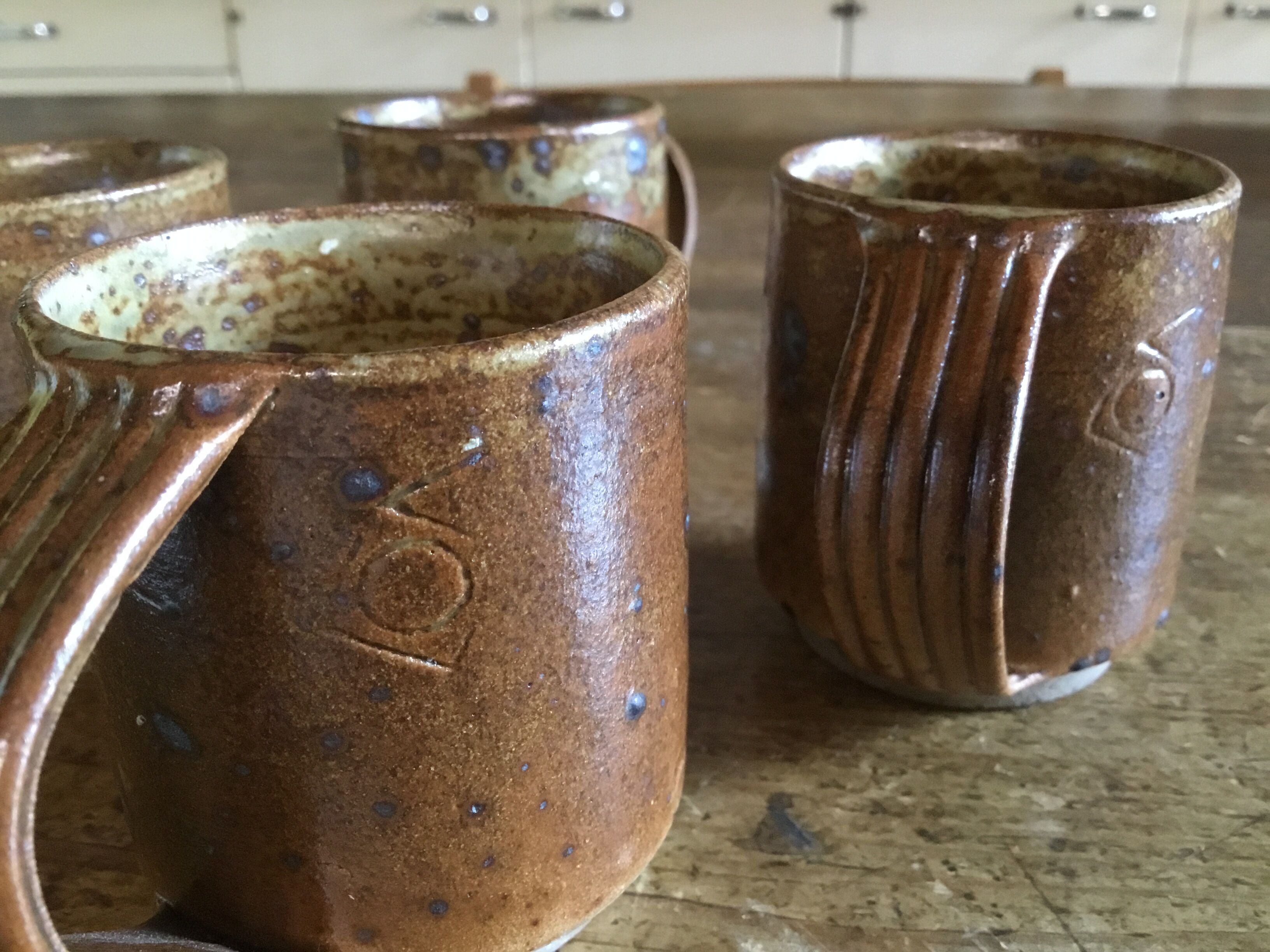 4 cups coffee a stoneware signed