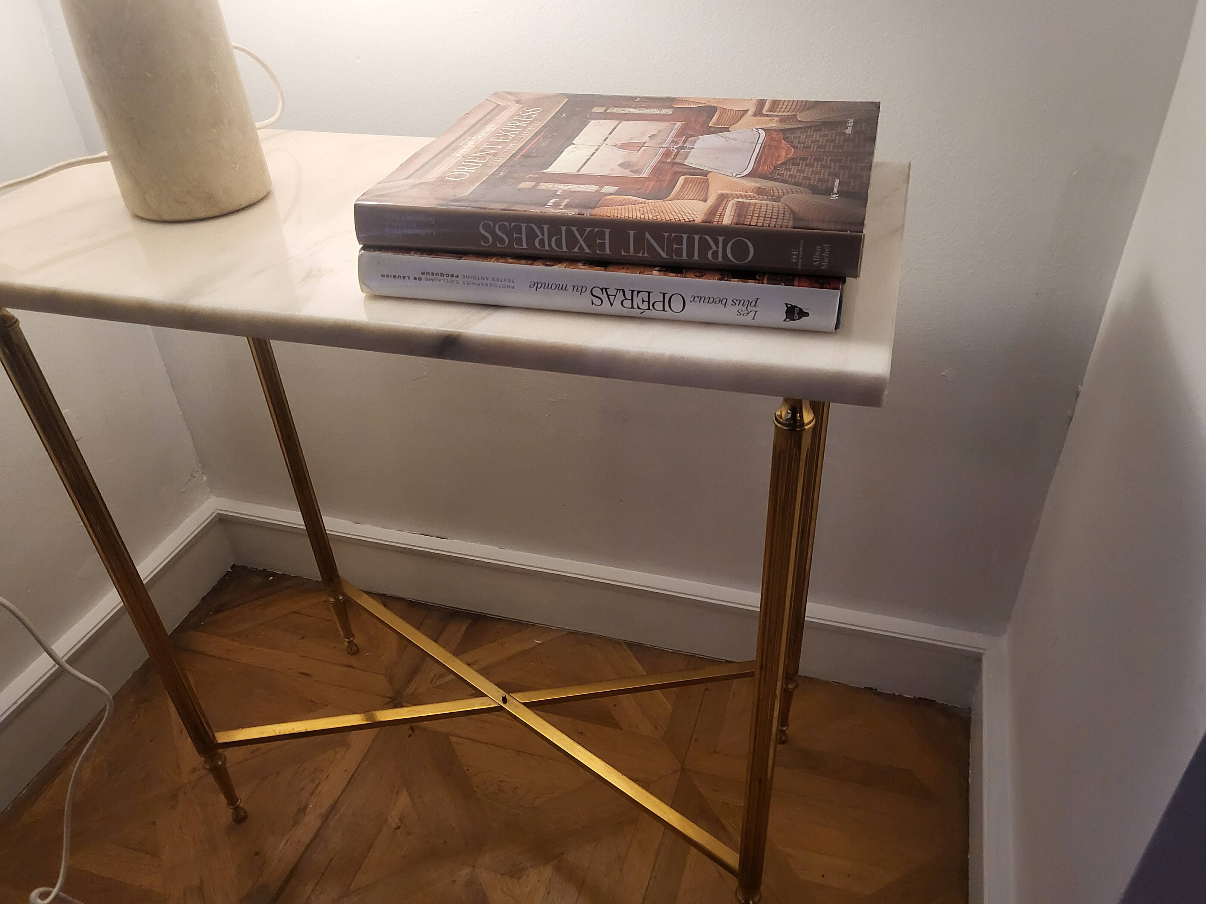 Regency Hotel console in Carrara marble with gilt brass