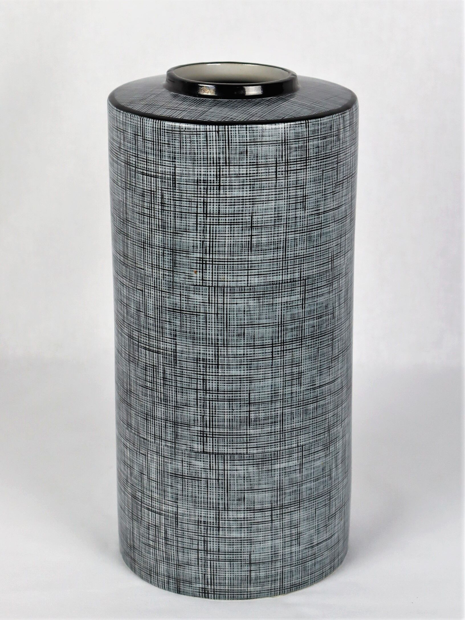Black and grey porcelain vase by François Bernard